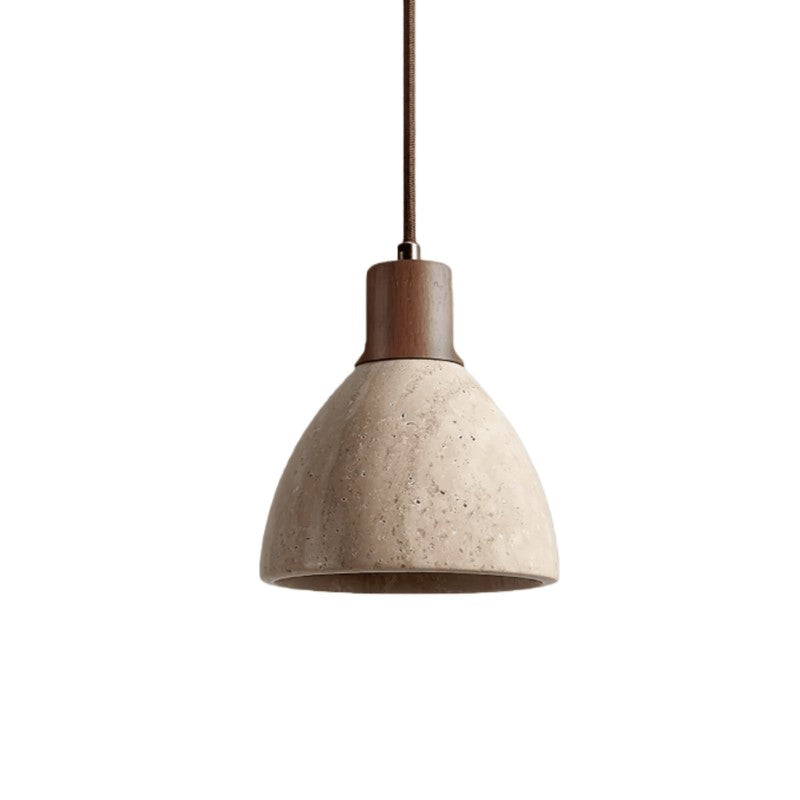 Pendant Light - Dome Shade with Wood Accent