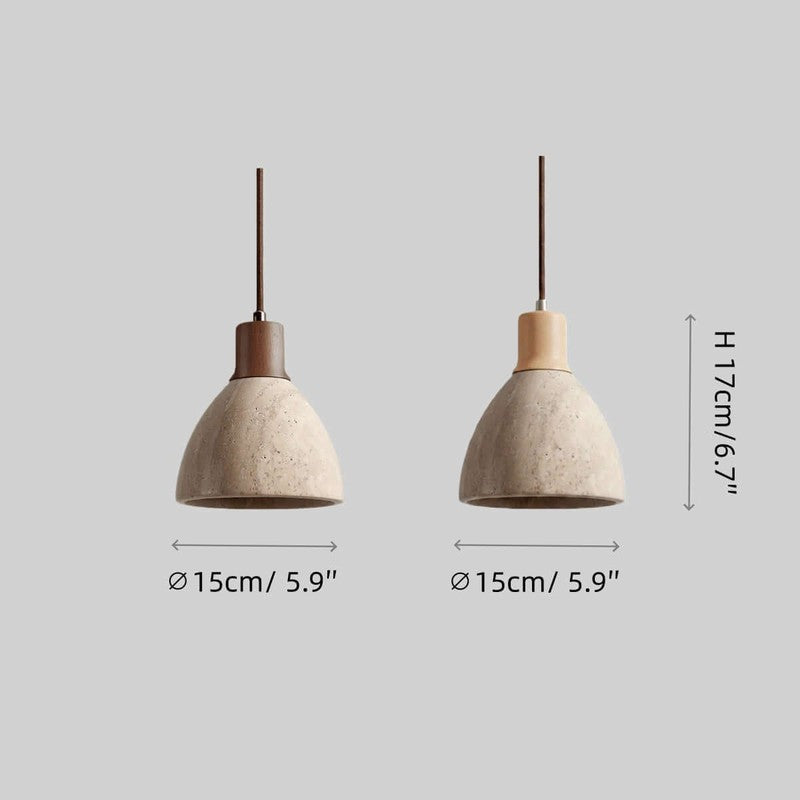 Pendant Light - Dome Shade with Wood Accent
