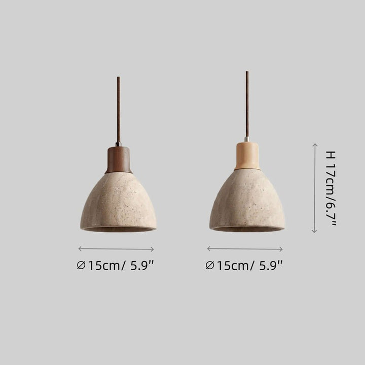 Pendant Light - Dome Shade with Wood Accent