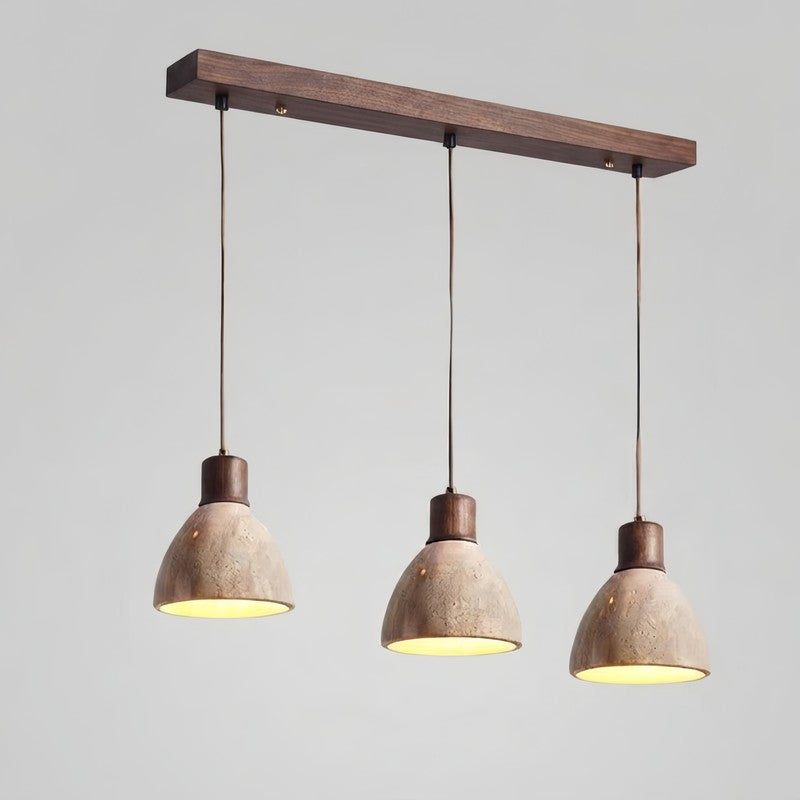 Pendant Light - Dome Shade with Wood Accent