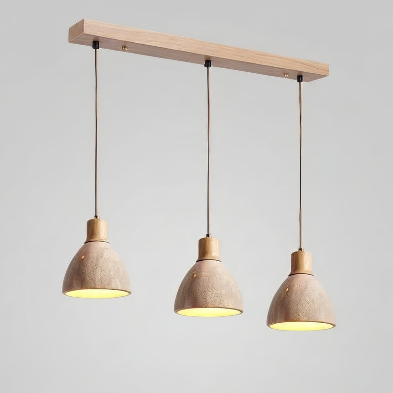 Pendant Light - Dome Shade with Wood Accent