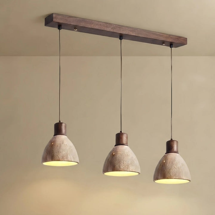Pendant Light - Dome Shade with Wood Accent