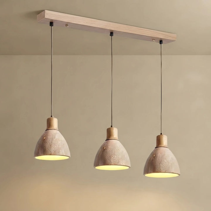 Pendant Light - Dome Shade with Wood Accent
