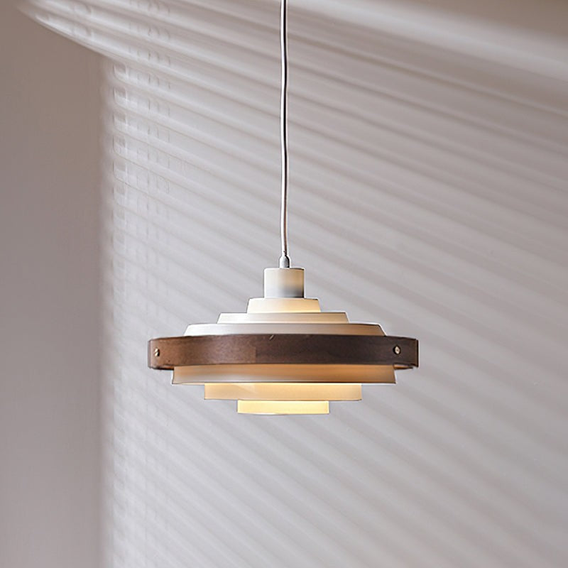 Pendant Light - Stacked Ring with Wood Band