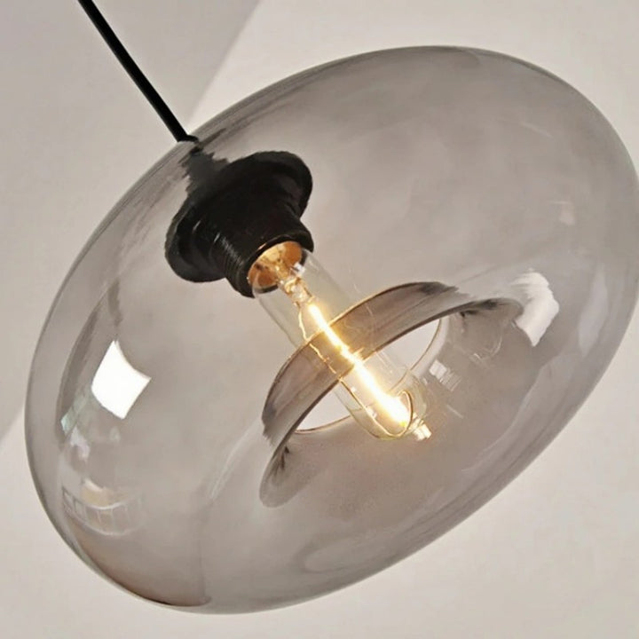 Pendant Light with Oblate Glass Shade - Adjustable Hanging Height