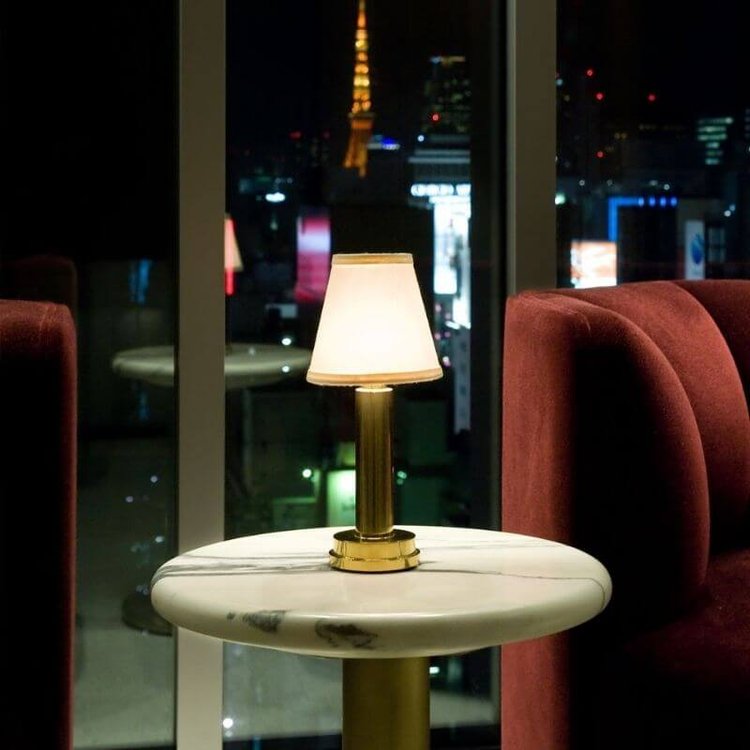 Pleated Fabric Table Lamp | Cordless Rechargeable Dining Lamp