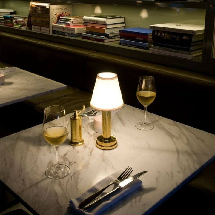 Pleated Fabric Table Lamp | Cordless Rechargeable Dining Lamp