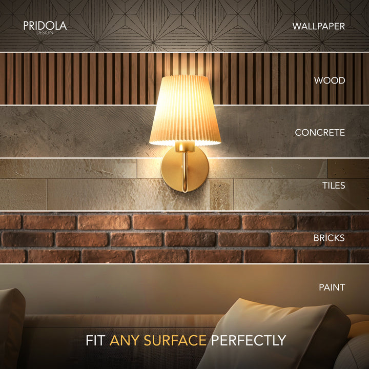 Pleated Shade Wall Sconce | Curved Wireless Stick-On Wall Lights