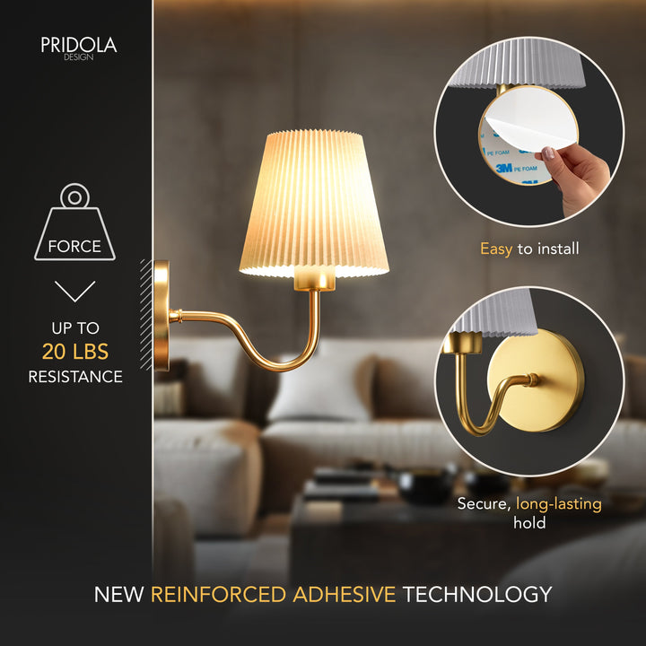 Pleated Shade Wall Sconce | Curved Wireless Stick-On Wall Lights