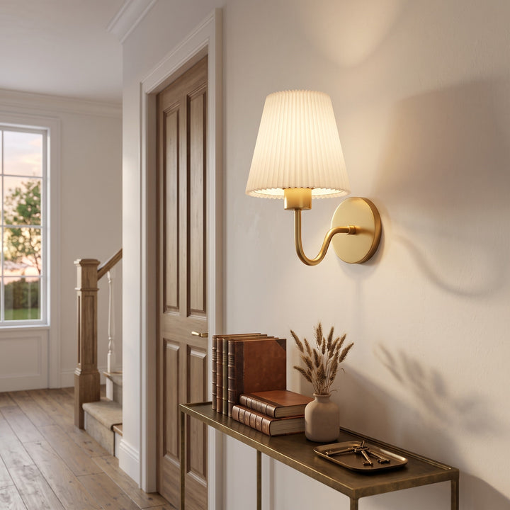 Pleated Shade Wall Sconce styled in a home interior