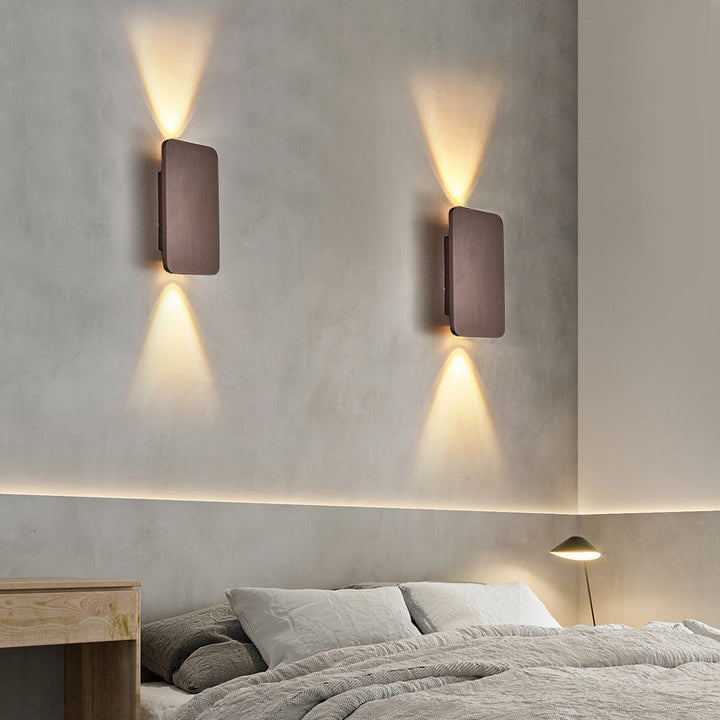 Rectangular Up Down Wall Light in Coffee