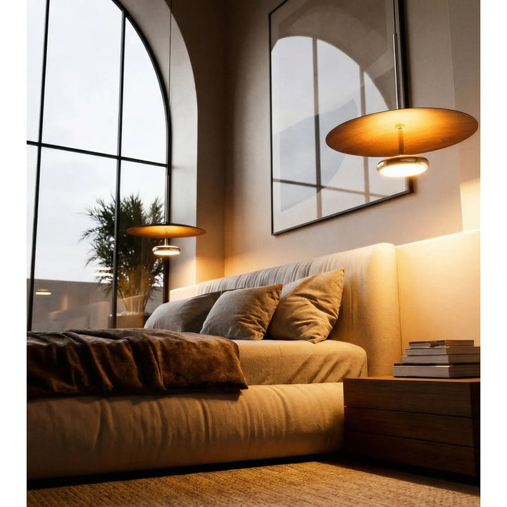 Retro LED Pendant Light Walnut Dimmable