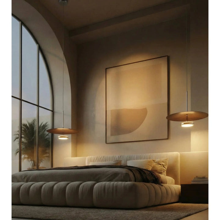 Retro LED Pendant Light Walnut Dimmable