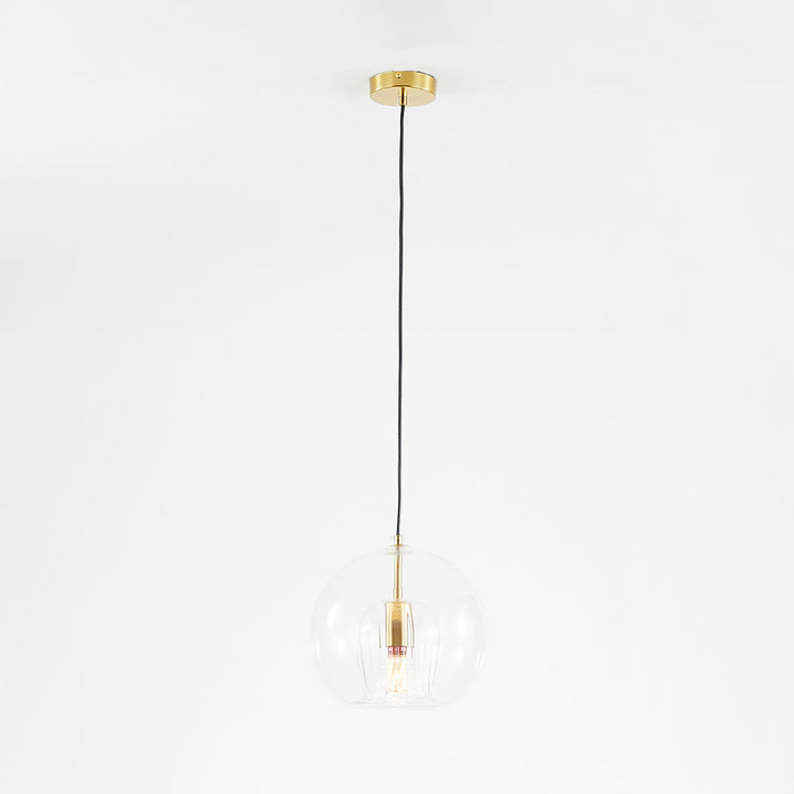 Ribbed Glass Globe Pendant Light | Clear & Amber Dining Pendant