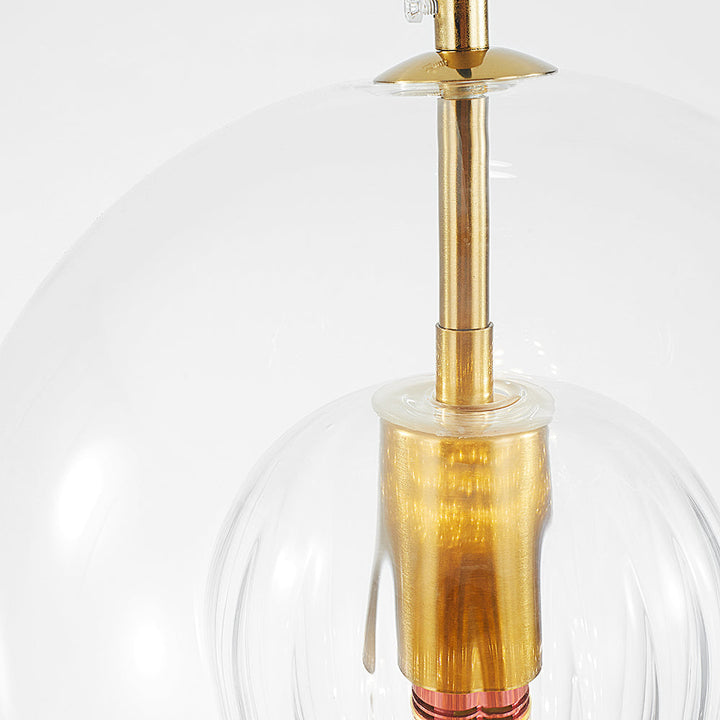 Ribbed Glass Globe Pendant Light | Clear & Amber Dining Pendant