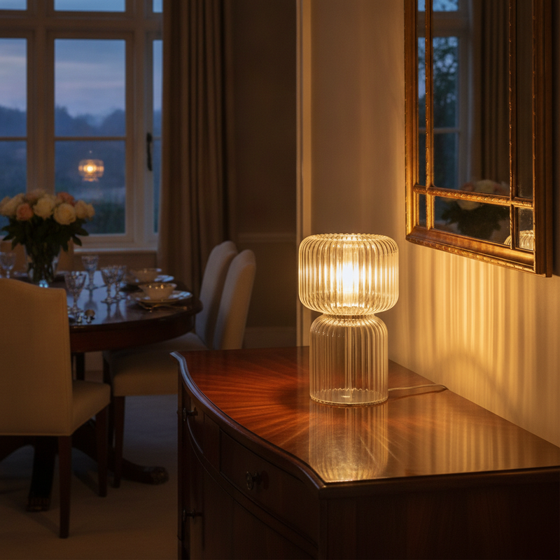 Ridge Ribbed Glass Table Lamp