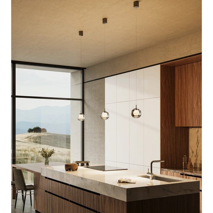 Round Dimmable Black LED Pendant Light