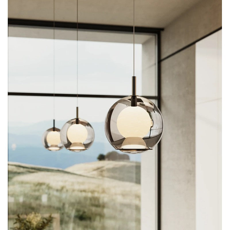 Round Dimmable Black LED Pendant Light