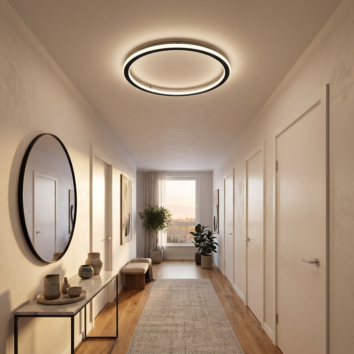 Round LED Flush Ceiling Light styled in a home interior