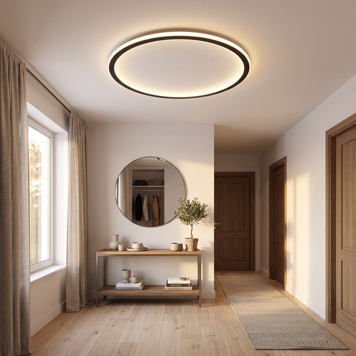 Round LED Flush Ceiling Light styled in a home interior