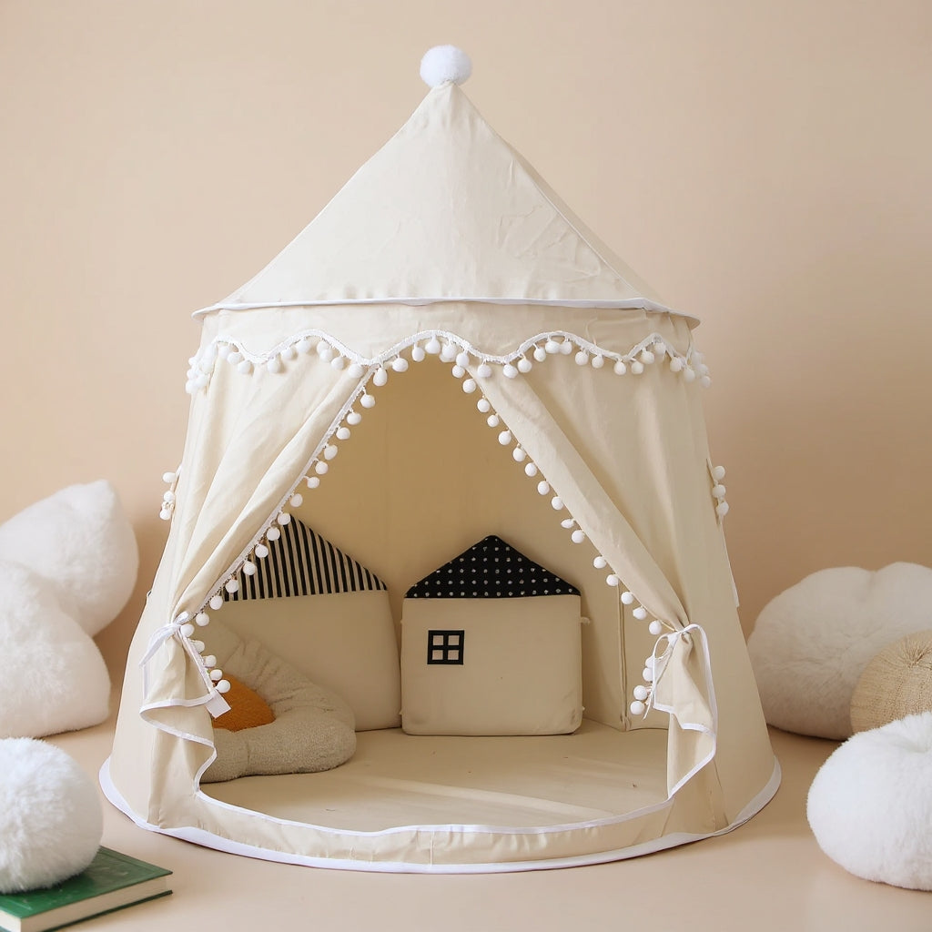 Round Play Tent | Cosy Pom-Pom Children's Hideaway Tent