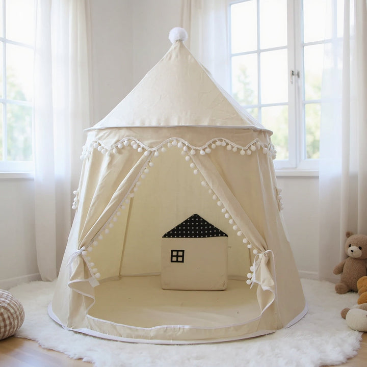 Round Play Tent | Cosy Pom-Pom Children's Hideaway Tent