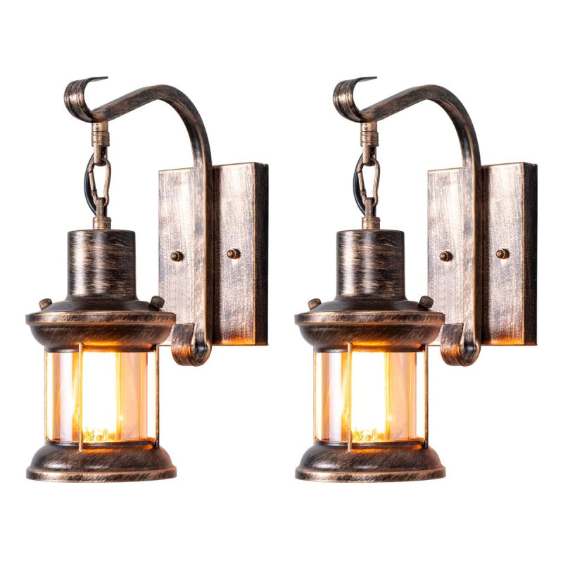 Rustic Lantern Wall Light in Bronze