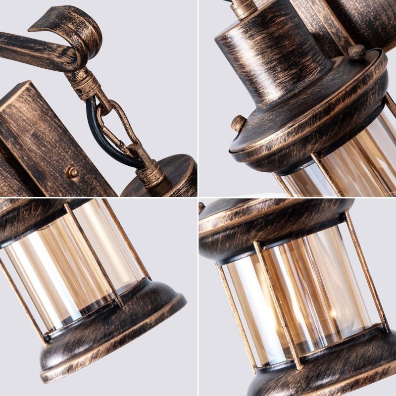 Rustic Lantern Wall Light | Vintage Industrial Farmhouse Wall Sconce