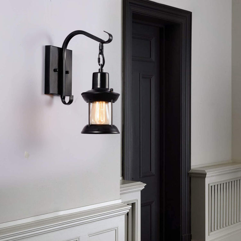 Rustic Lantern Wall Light | Vintage Industrial Farmhouse Wall Sconce