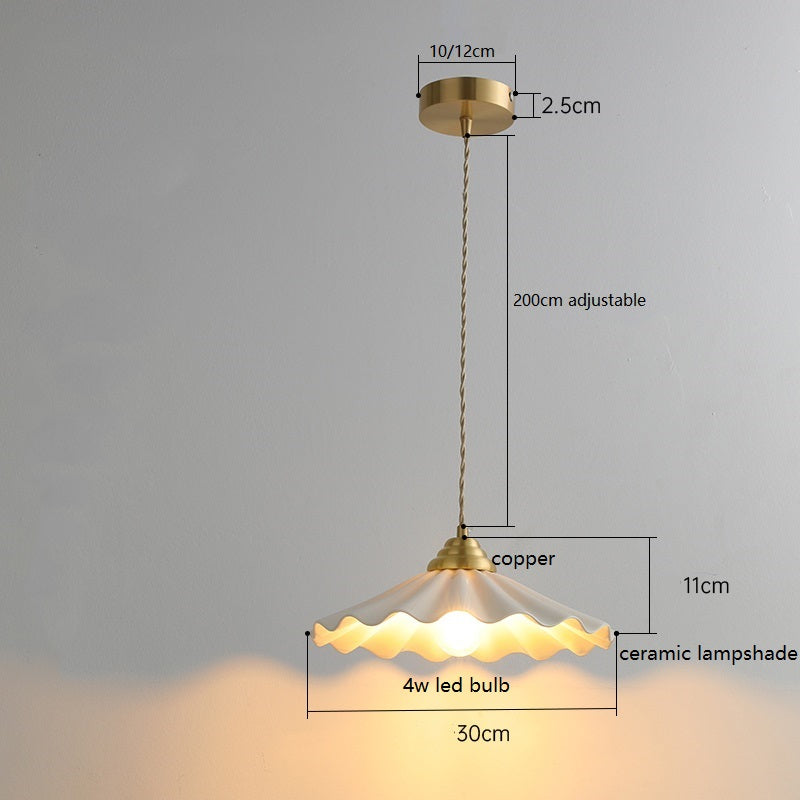 Scalloped Ceramic Pendant Light | Scandinavian Gold Dining Pendant