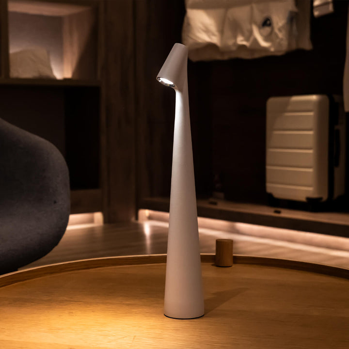 Sculptural Cone Table Lamp | Cordless Aluminium Reading Lamp