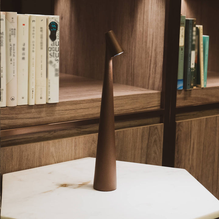 Sculptural Cone Table Lamp in Golden Brown