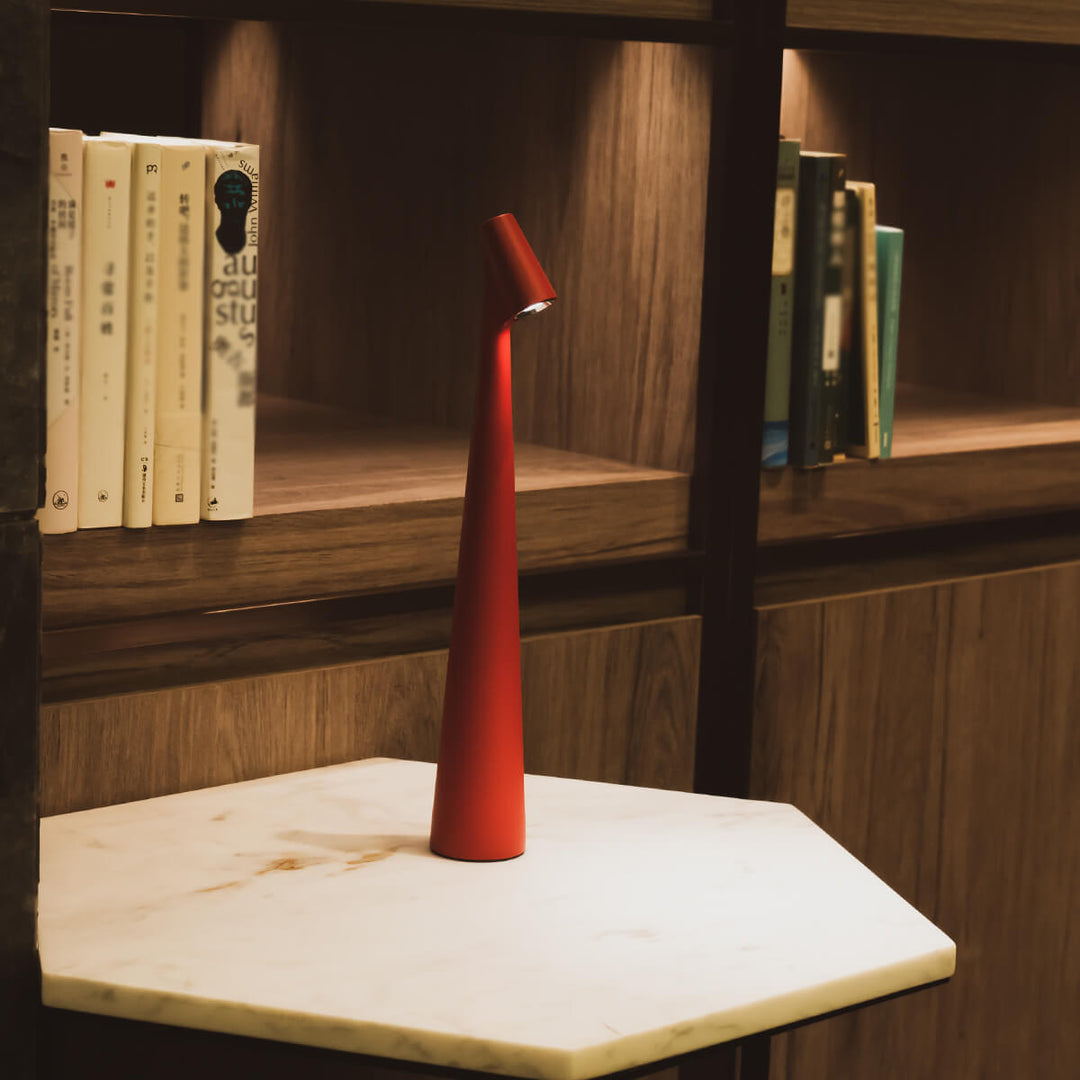 Sculptural Cone Table Lamp in Red