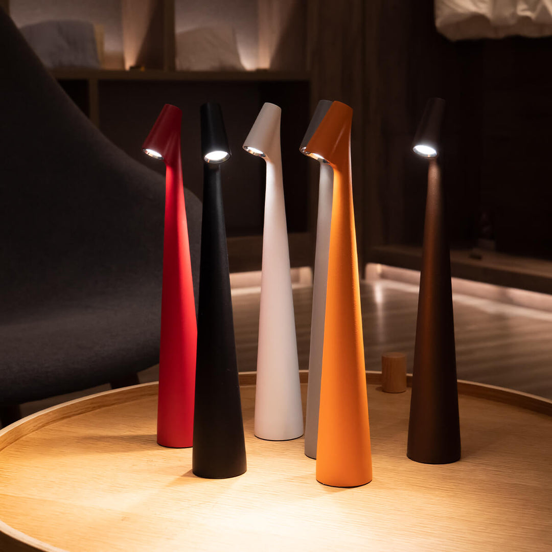 Sculptural Cone Table Lamp | Cordless Aluminium Reading Lamp