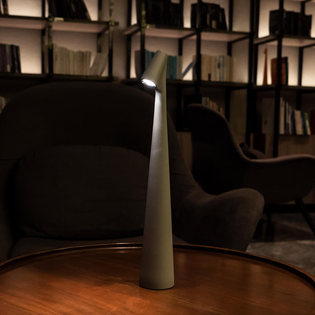 Sculptural Cone Table Lamp in Silver