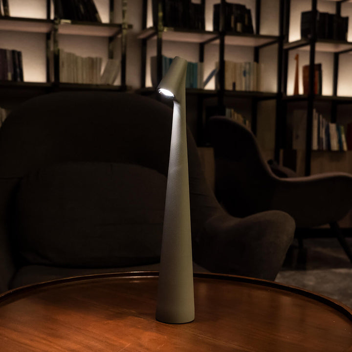 Sculptural Cone Table Lamp in Silver
