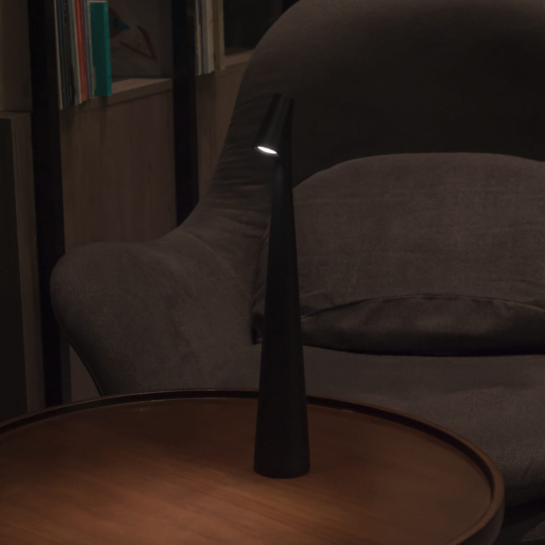 Sculptural Cone Table Lamp in Black