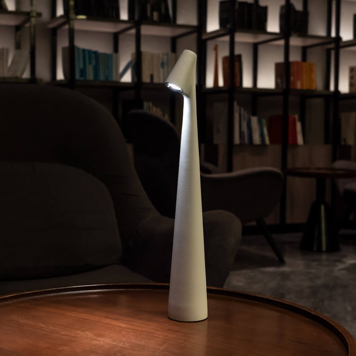 Sculptural Cone Table Lamp | Cordless Aluminium Reading Lamp