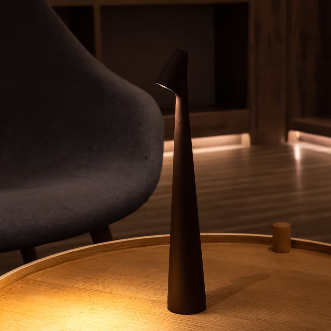 Sculptural Cone Table Lamp | Cordless Aluminium Reading Lamp