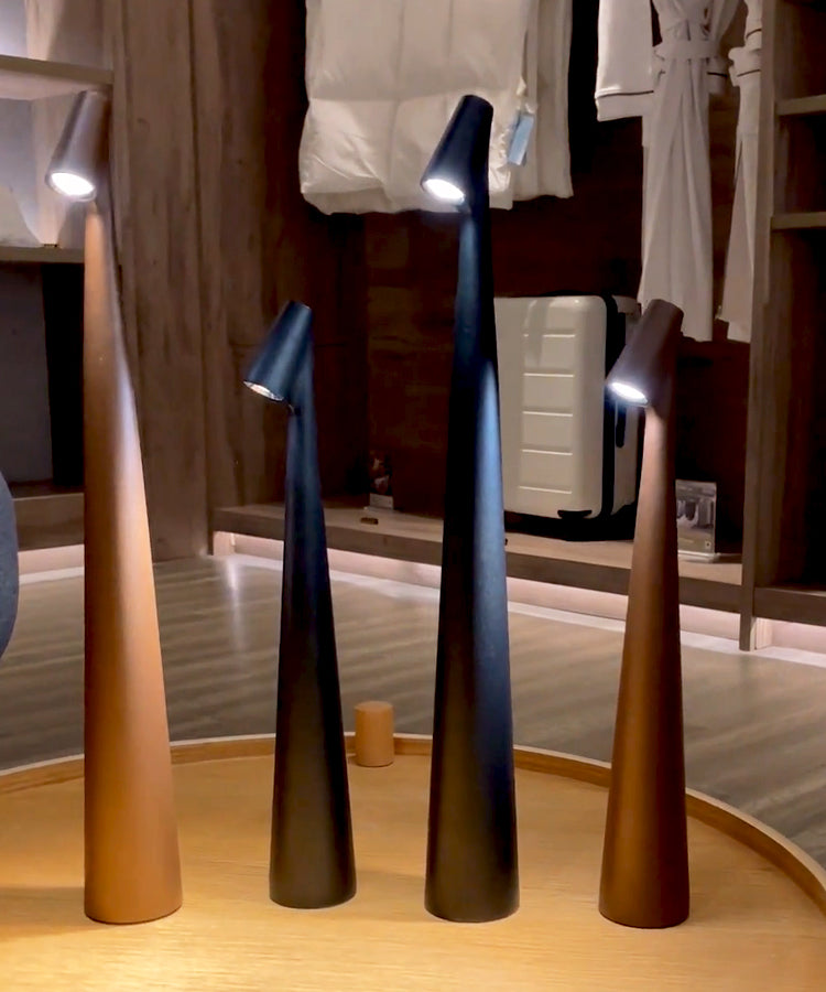 Sculptural Cone Table Lamp | Cordless Aluminium Reading Lamp