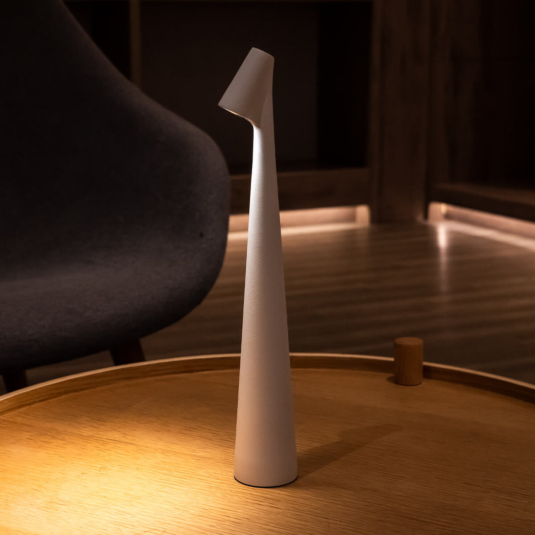 Sculptural Cone Table Lamp in White