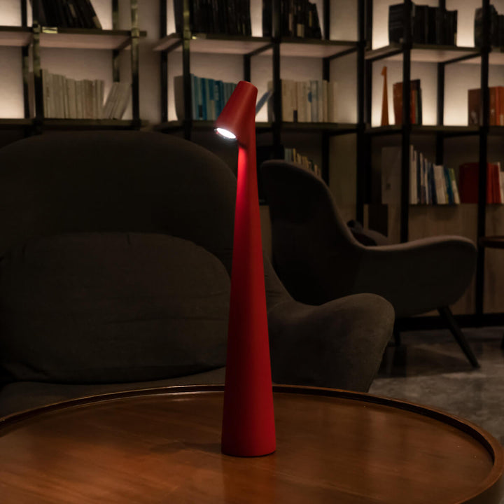 Sculptural Cone Table Lamp in Red
