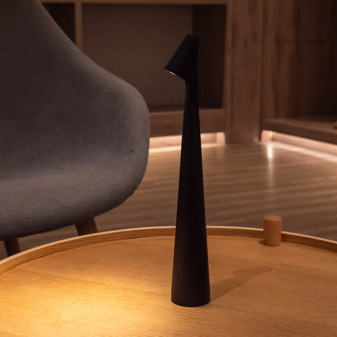 Sculptural Cone Table Lamp | Cordless Aluminium Reading Lamp