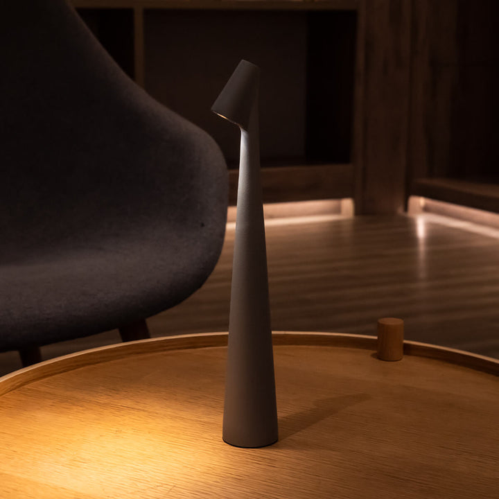 Sculptural Cone Table Lamp | Cordless Aluminium Reading Lamp