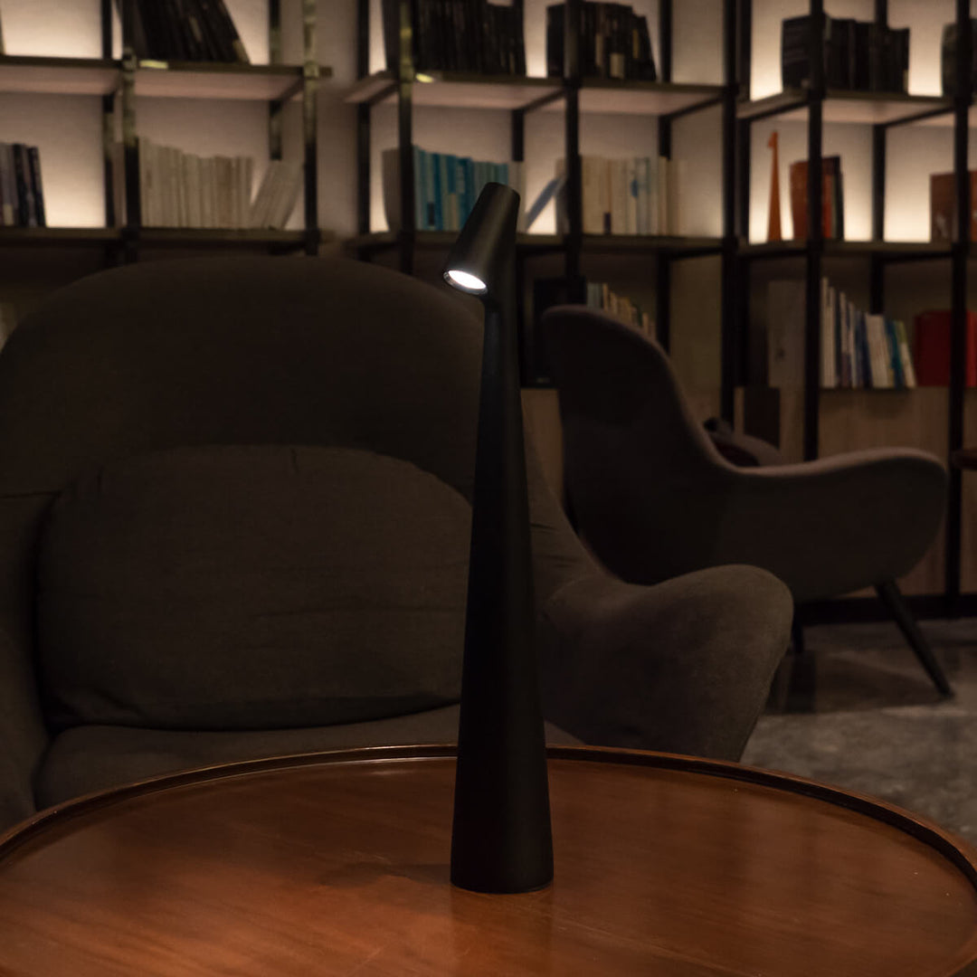 Sculptural Cone Table Lamp | Cordless Aluminium Reading Lamp