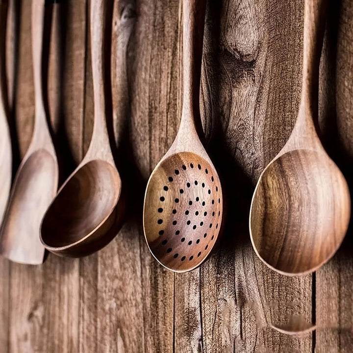 Set - 5-Piece Wooden Kitchen Utensil Set
