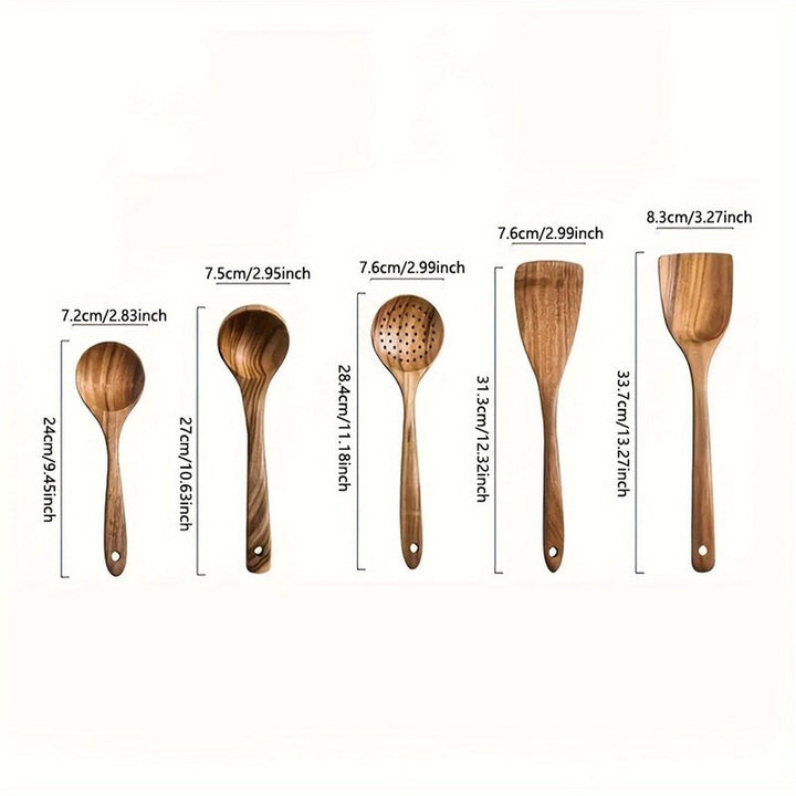 Set - 5-Piece Wooden Kitchen Utensil Set
