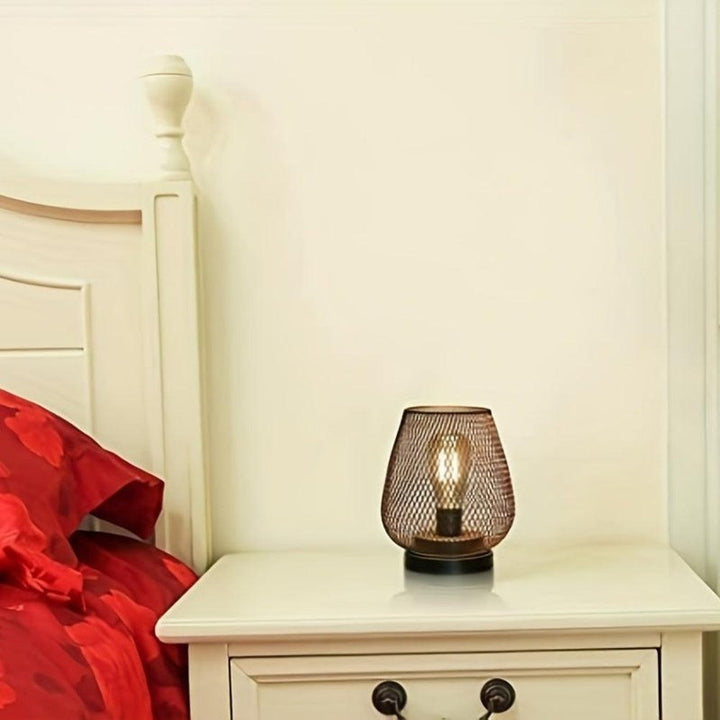 Set of 2 Lantern Table Lamps - Mesh Diamond Pattern LED