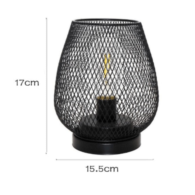 Set of 2 Lantern Table Lamps - Mesh Diamond Pattern LED