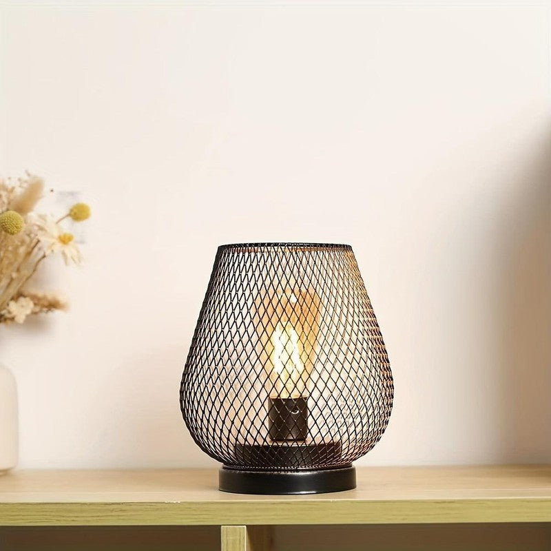 Set of 2 Lantern Table Lamps - Mesh Diamond Pattern LED